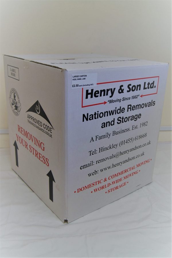 An image of a large removal carton (H520 x W465 x L480) available to buy for £2.50