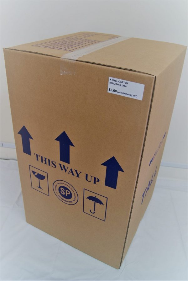 An image of a tall removal carton (H760 x W465 x L480) available to buy for £3.60